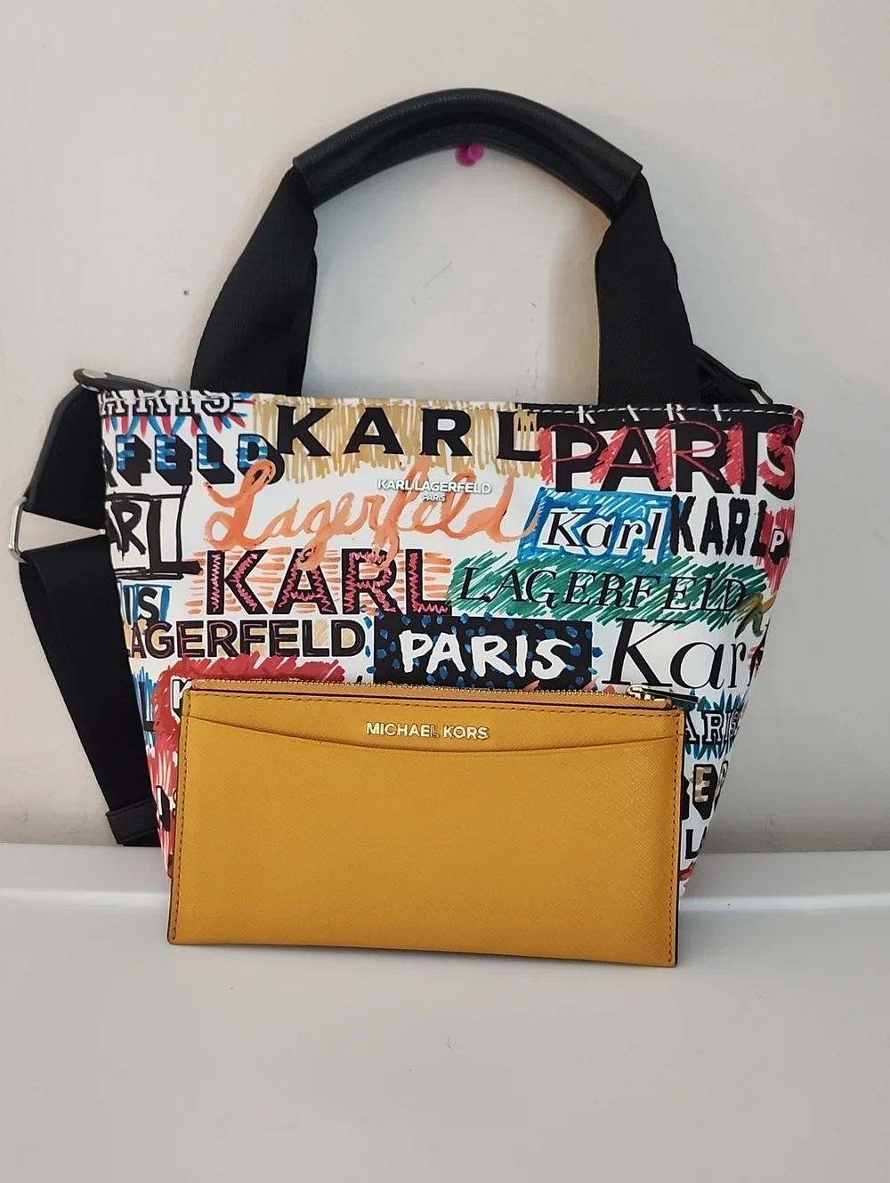 Karl Lagerfeld Paris Amour Crossbody w/Free Michael Kors Card Holder/Wallet